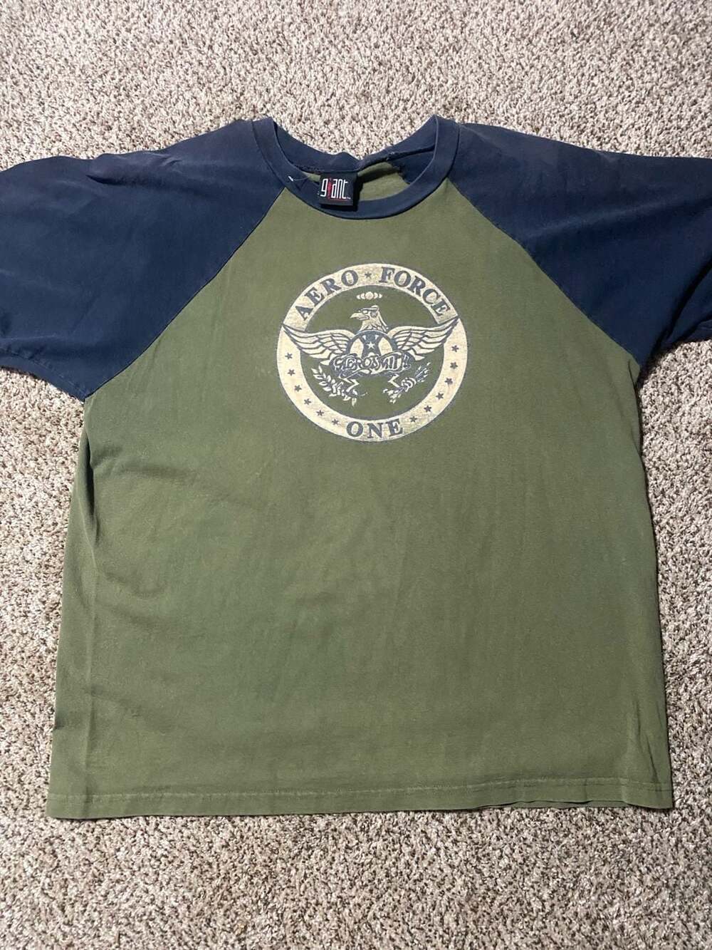 Aerosmith Rock Band T Shirt Men Xl Green US Aero Force One Giant Tag Vintage
